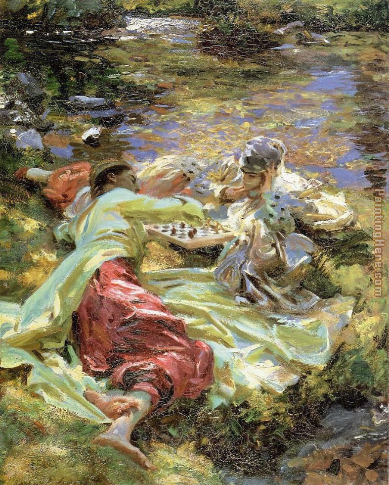 The Chess Game painting - John Singer Sargent The Chess Game art painting